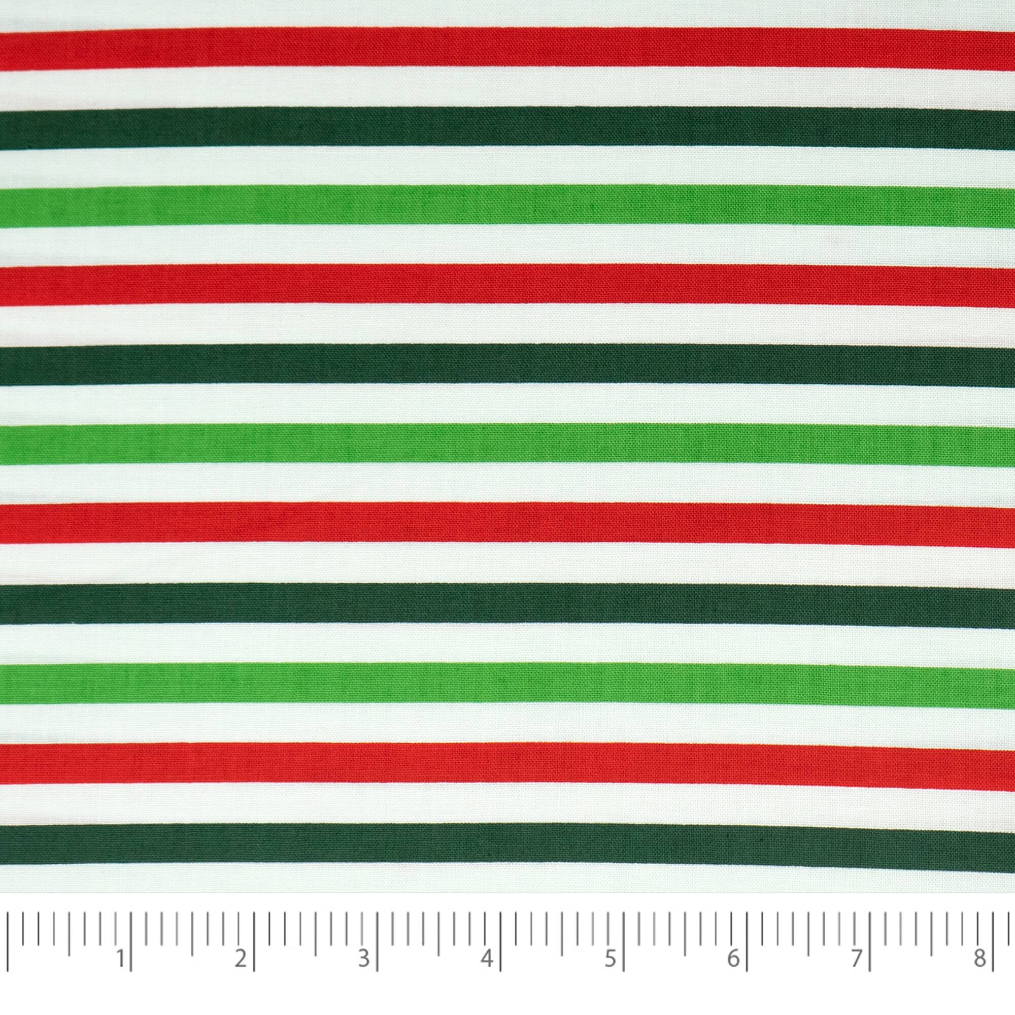 SINGER Christmas Stripes Cotton Fabric